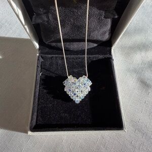 Elegant Aurora Borealis Crystal Heart Pendant Necklace